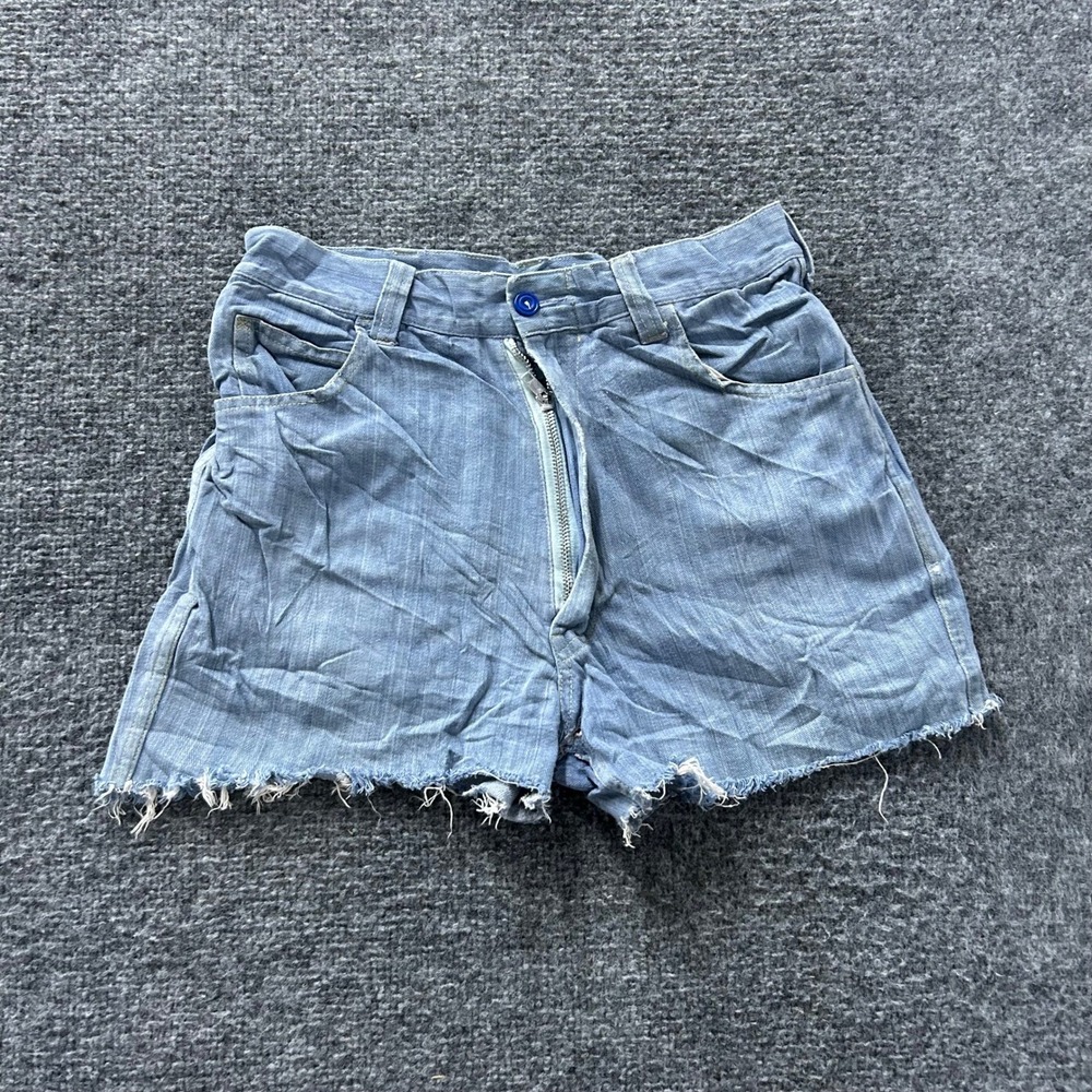 Golden Horse Denim Shorts Womens Size 26 Light Blue High Waisted Cut Off Cotton